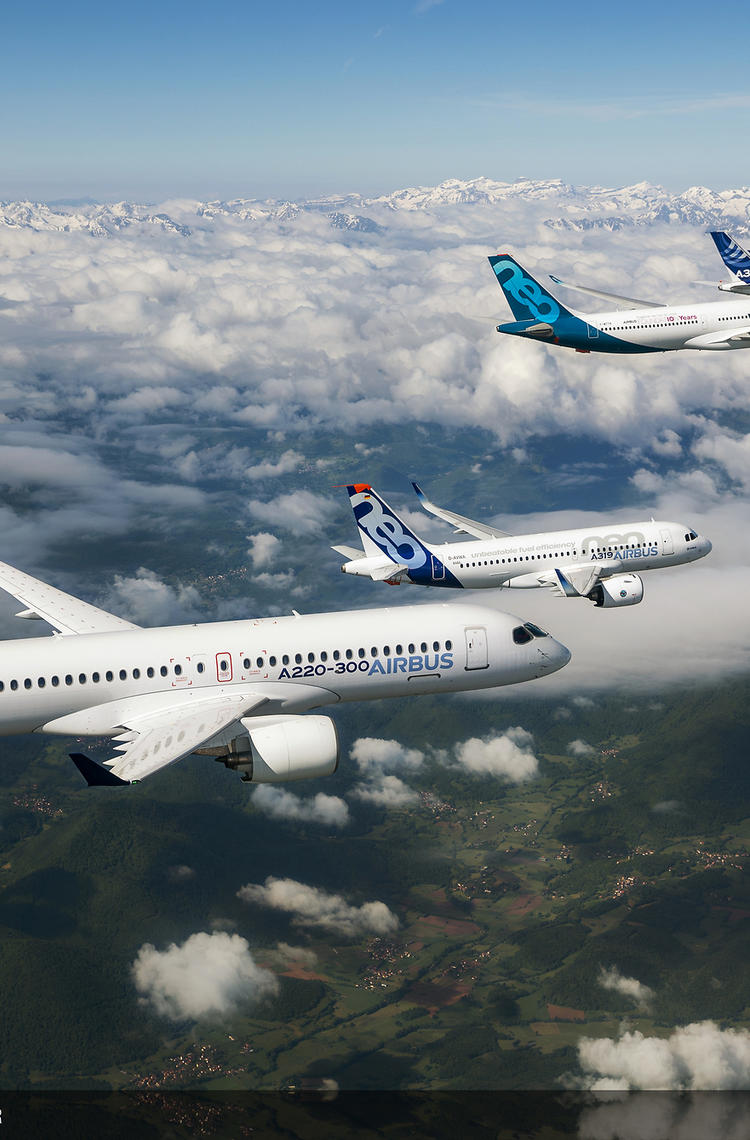 Airbus Commercial Aircraft formation flight